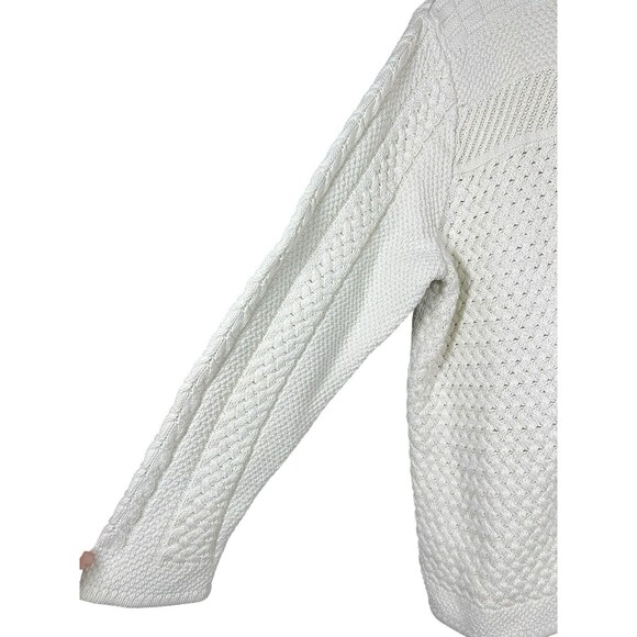 L.L. Bean Women’s 1X Cotton Fisherman Cable Knit Cardigan Sweater Ivory - Picture 8 of 14
